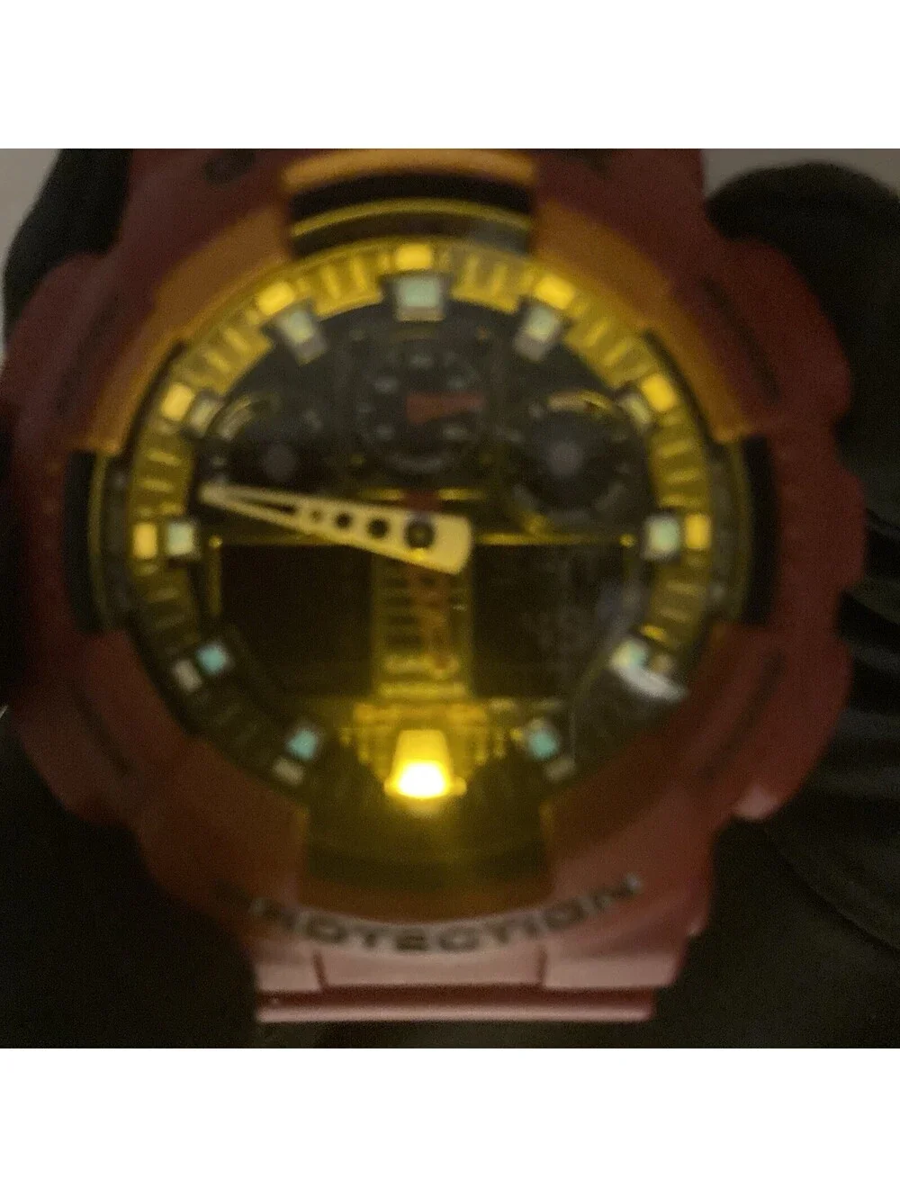Men’s Casio G-Shock GA-100B Red Resin Band Digital Analog Watch 5081 New Battery